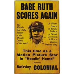 "Babe Ruth 1920 ""Headin' Home"" Window Card"