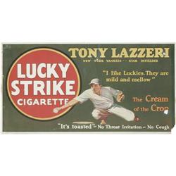 "1928 Tony Lazzeri ""Lucky Strike"" Trolley Sign "