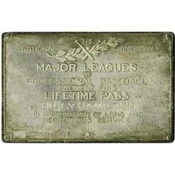 1930's Billy Hamilton Silver Lifetime Pass