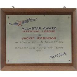 1950 All-Star Game Plaque Jackie Robinson