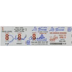 "1974 Hank Aaron 715th Home Run Game Full Ticket, Sign"