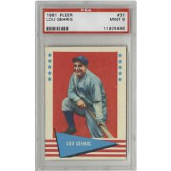 1961 Fleer Lou Gehrig #31 PSA Mint 9 