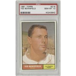 1961 Topps Ted Bowsfield #216 PSA Gem Mint 10