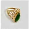 Image 2 : Elegant Ladies 3.73 Carat 14k Gold Jade Ring