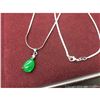 Image 2 : Chinese Green Jade Tear Drop On 925 Necklace