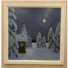 Image 1 : Original Norman Brown 36"x 36" - "Ring Around The Moon" Oil On Panel