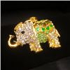 Image 4 : Bejeweled Green And Gold Rhinestone Ganesh Chaturthi Elephant Pendant Paired With Necklace Marked 18
