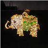 Image 5 : Bejeweled Green And Gold Rhinestone Ganesh Chaturthi Elephant Pendant Paired With Necklace Marked 18
