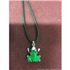 Image 2 : Asian Green Jade Frog Pendant Accompanied By Necklace