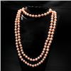 Image 2 : Long 50" 7-8mm Real Natural Pink Akoya Cultured Pearl Without Clasp Necklace
