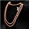 Image 3 : Long 50" 7-8mm Real Natural Pink Akoya Cultured Pearl Without Clasp Necklace
