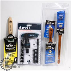 NEW SET OF 3 PAINT BRUSHES SIMS EASY