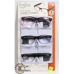 NEW DESIGN OPTICS 3 PAIRS OF LADIES READING GLASSES