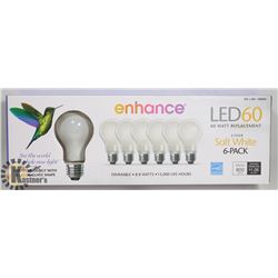 6 LED60 (8.8 WATTS) SOFT WHITE LED BULBS DIMMABLE