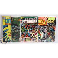 LOT OF 5 COMICS ON BACKING BOARDS, ASSORTED