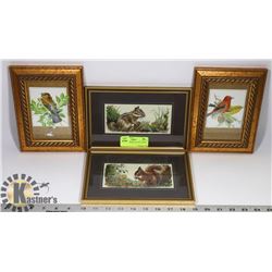 4 SMALL / FRAMED ANIMAL PRINTS