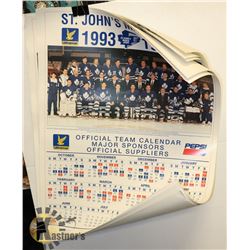 VINTAGE 1990S HOCKEY CALENDARS ST. JOHN MAPLE LEAF