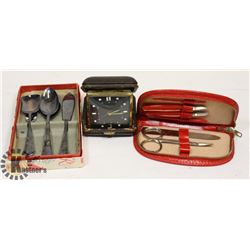 BOX /W VINTAGE QUEEN ROYAL UTENSIL SET, TRAVEL