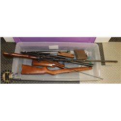 LARGE CLEAR BIN W/ANTIQUE AND VINTAGE