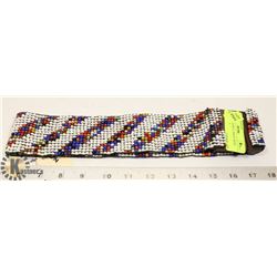 NEW BEADED BELT, WHITE WITH MULTICOLOR