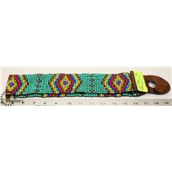 NEW BEADED BELT, SEAFOAM GREEN/YELLOW/RED