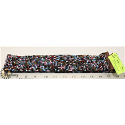 NEW BEADED BELT, PURPLE/PINK/BLUE MULTICOLOR