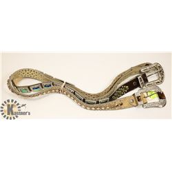 MULTI-COLOR BLING CONCHO BELT. SIZE: LARGE