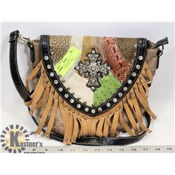 NEW WESTERN PURSE, MULTI-COLOR AND FABRIC