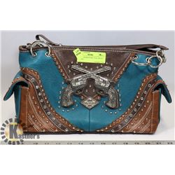 NEW WESTERN PURSE TEAL WITH 2 PISTOLS,