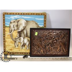 LOT OF TWO ELEPHANT ARTWORK PIECES