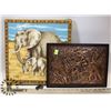 Image 1 : LOT OF TWO ELEPHANT ARTWORK PIECES