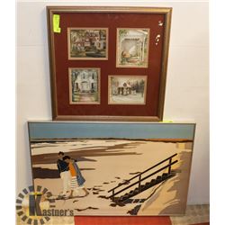 2 FRAMED PICTURES . 20" X 20", 30" X 20"