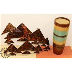 HOME DÉCOR 18" CERAMIC VASE & ANGEL FISH METAL