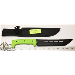 8 INCH GRENN HANDLE BLACK STEEL BLADE KNIFE