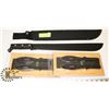 Image 1 : 17 INCH BLACK BLADE MACHETE AND 4 THROWING KNIVES