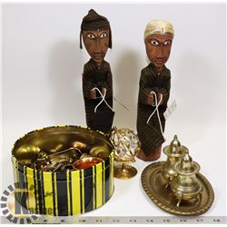 VINTAGE BRASS SALT & PEPPER SHAKERS