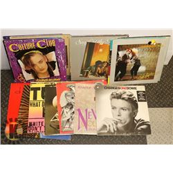 21 VINTAGE LP'S. 1980'S NEW WAVE/GLAM. BOWIE, SIMP