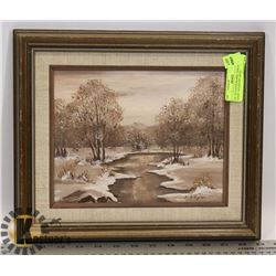 OIL ON PAPER BOARD "SPRING THAW" SIGNED BY ARTIST