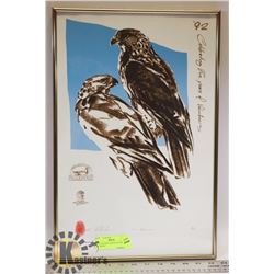 FALCON PRINT SIGNED IN PENCIL BY ARTIST