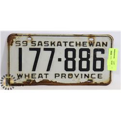 1959 SASKATCHEWAN LICENSE PLATE