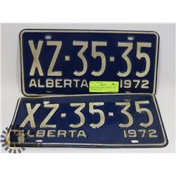 PAIR OF MATCHING ALBERTA 1972 LICENSE PLATES