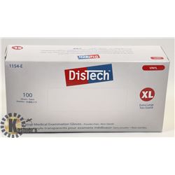 BOX OF 100 DISTECH CLEAR VINYL MEDICAL EXAMINATION