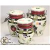 Image 1 : 3 PIEC ONEIDA CANISTER SET. STRAWBERRY PLAID
