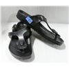 Image 1 : BIRKENSTOCK BLACK HARD PLASTIC THONG SANDALS.