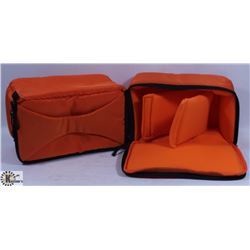 LOT OF 2 ORANGE CAMERA INSERT BAGS