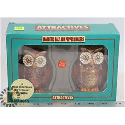 MAGNETIC OWL SALT AND PEPPER SHAKERS