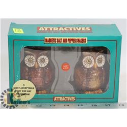 MAGNETIC OWL SALT AND PEPPER SHAKERS