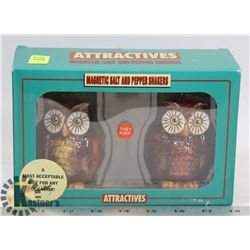 MAGNETIC OWL SALT AND PEPPER SHAKERS