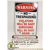 Image 1 : SET OF 2 WARNING/TRESPASSING SIGNS -