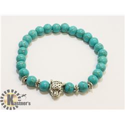 #8-BLUE TURQUOISE BEAD BRACELET 8MM/7.5"